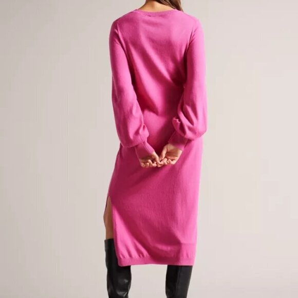 NWT Ted Baker Essya Slouchy Front Tie Cashmere Blend Knit Sweater Dress - Picture 2 of 7